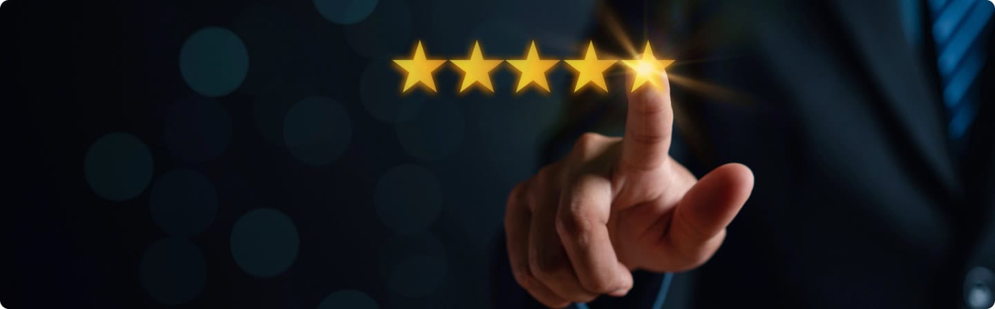 Our Reputation: Hand selecting five-star rating. Excellent customer satisfaction.